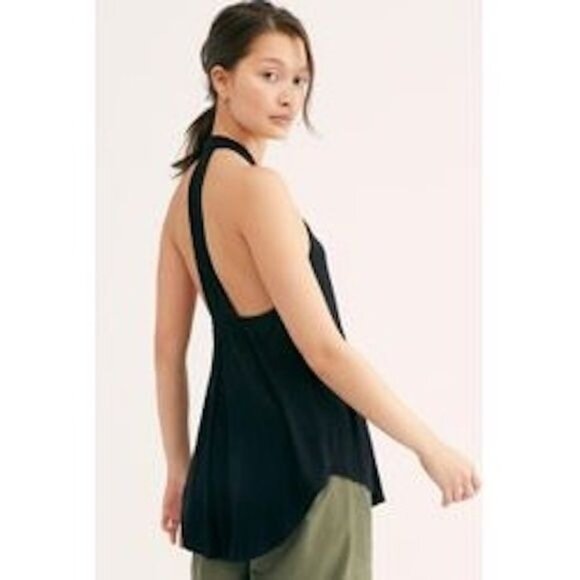 Free People Date Night Ivory Pintuck Keyhole Halter Tunic Top - Picture 4 of 6